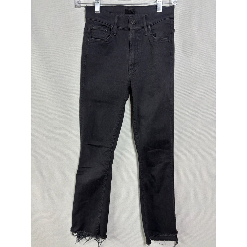 Mother Women's The Insider Crop Step Fray Jeans Not Guilty Black Size 24 Stretch